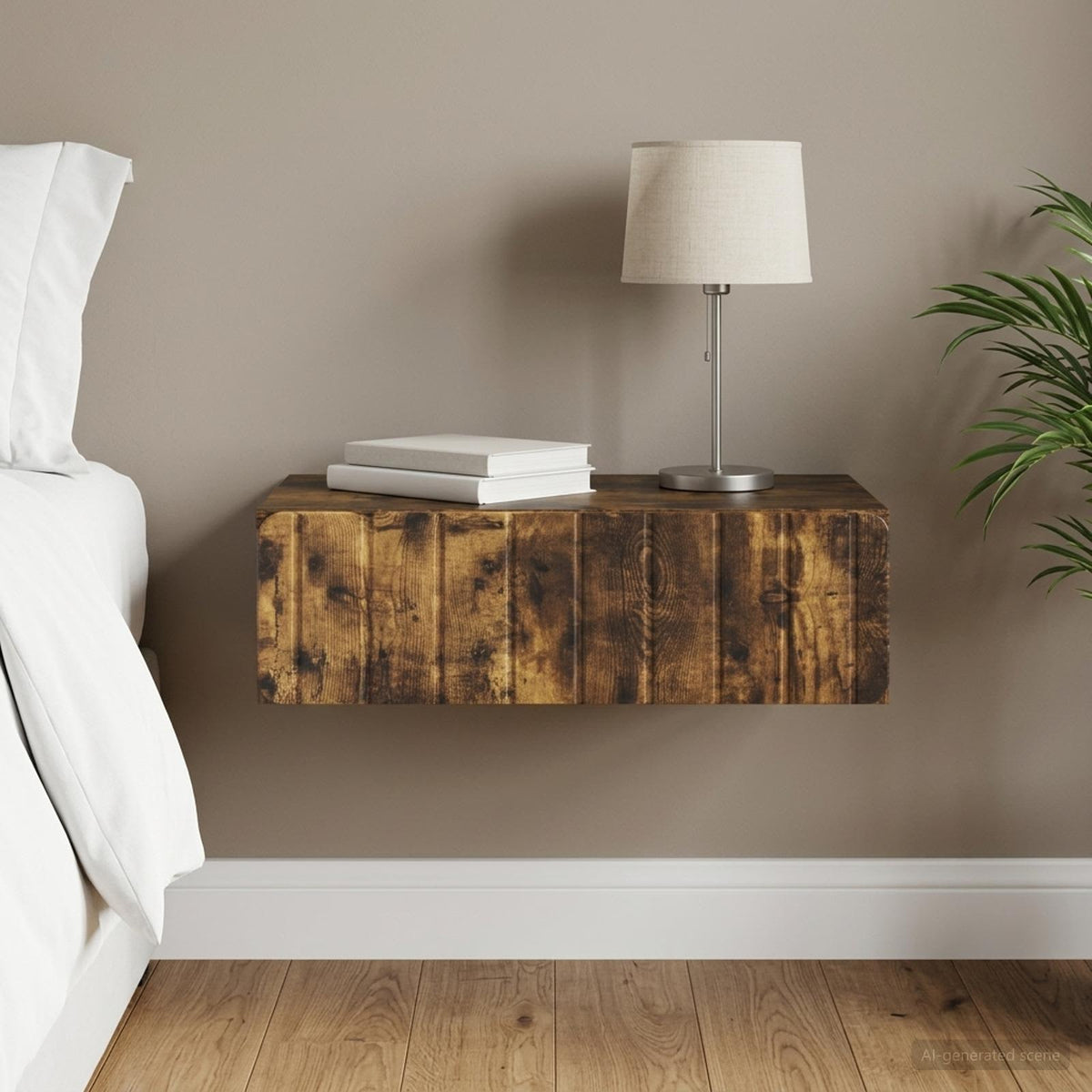 Wandmontage Zijtafel Gerookt eiken 59 x 34,5 x 17 cm is nu te koop bij PeponiXL, paradijselijk wonen!