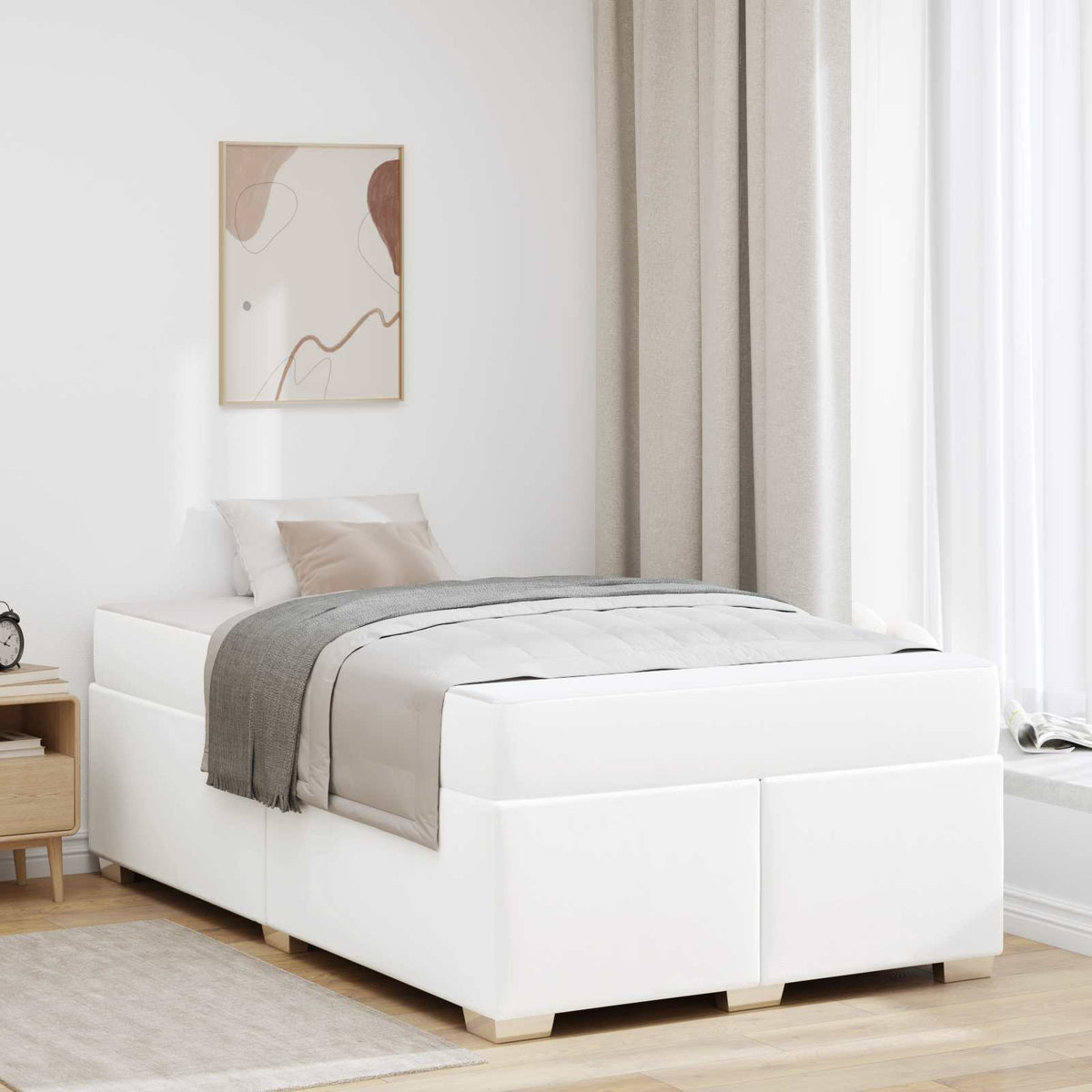 Bedframe met matras Wit 120 x 190 cm Stof is nu te koop bij PeponiXL, paradijselijk wonen!