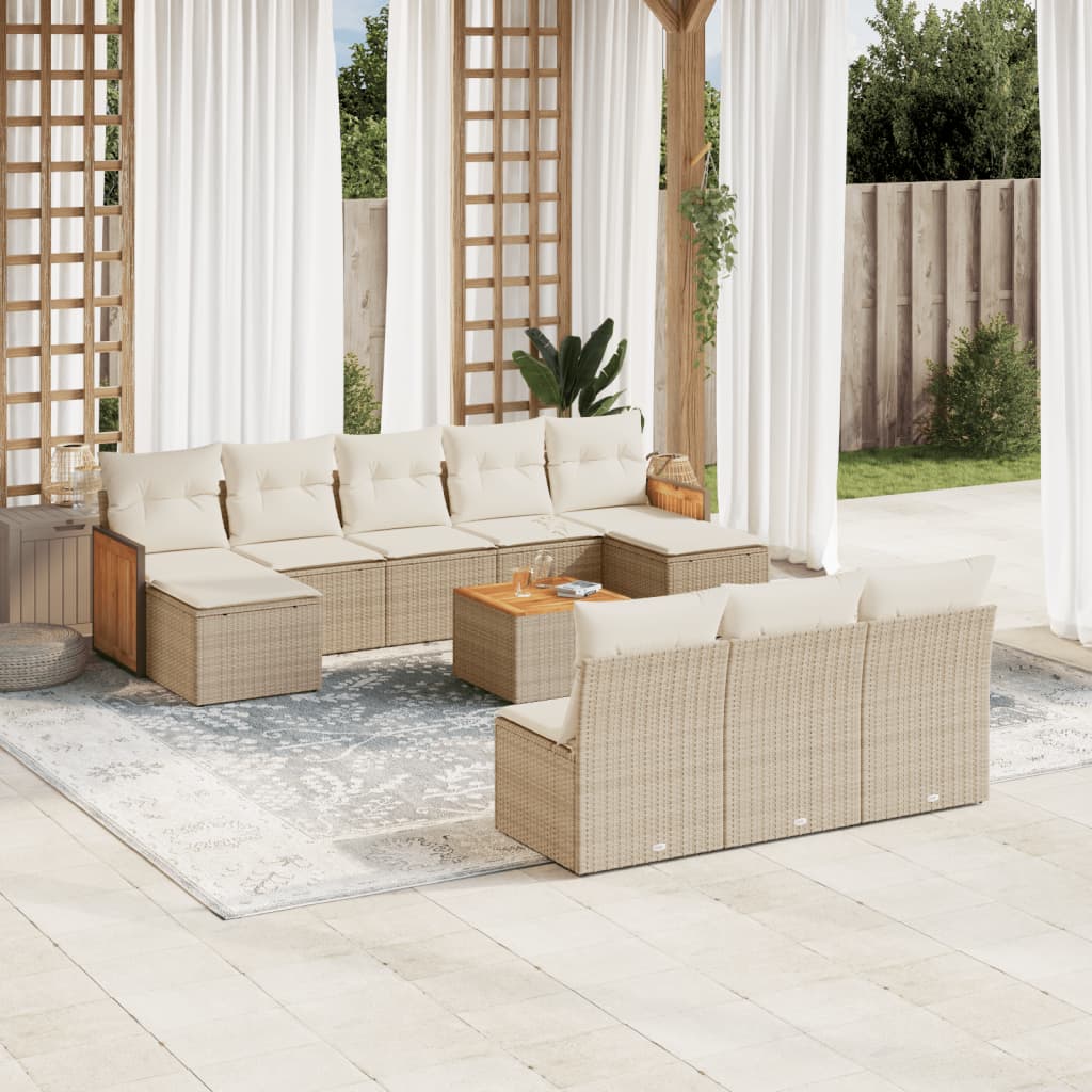 11-delige Tuinset met kussens poly rattan beige is nu te koop bij PeponiXL, paradijselijk wonen!