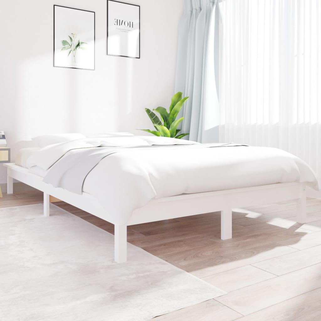 Bedframe massief grenenhout wit 150x200 cm is nu te koop bij PeponiXL, paradijselijk wonen!