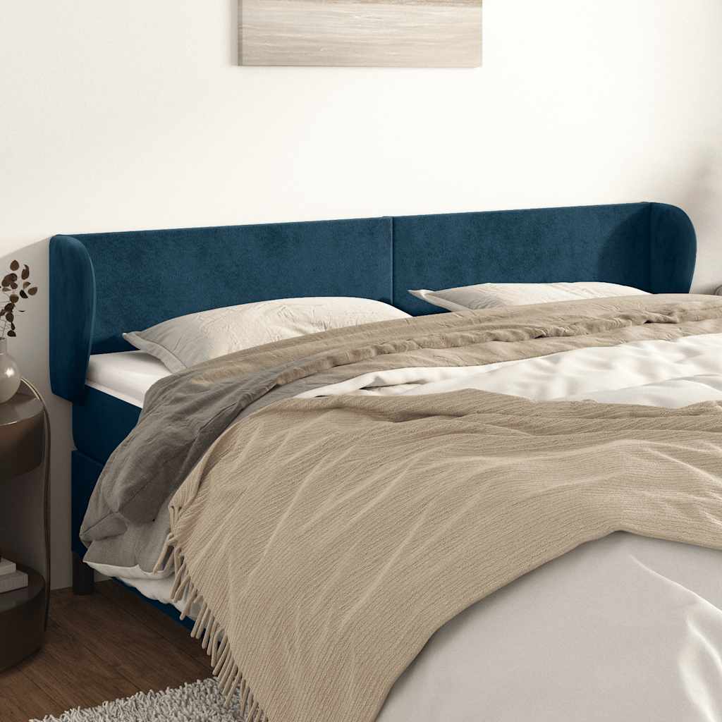Hoofdbord met randen 203x23x78/88 cm fluweel donkerblauw is nu te koop bij PeponiXL, paradijselijk wonen!