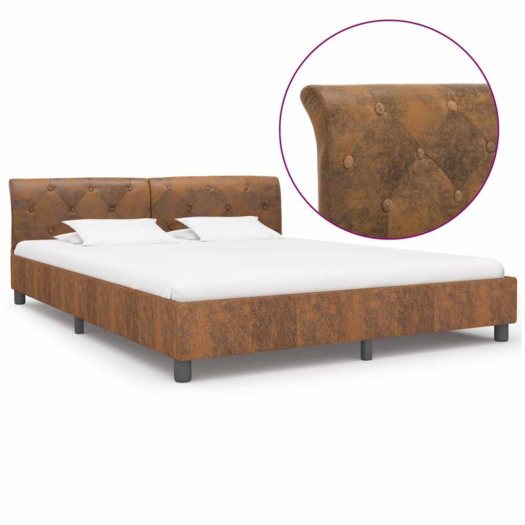 Bedframe kunstsuède bruin 160x200 cm is nu te koop bij PeponiXL, paradijselijk wonen!