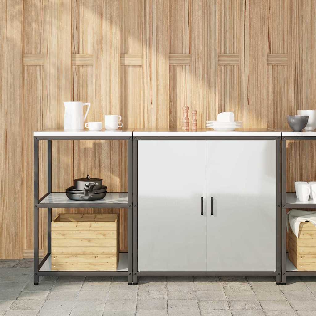 Keukenopslag set met plank 2 pcs Zilver Gegalvaniseerd staal is nu te koop bij PeponiXL, paradijselijk wonen!