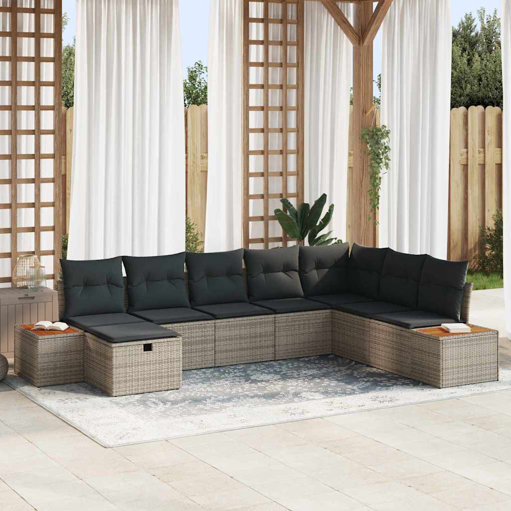 Tuin Sofa Set met kussen met opslag Grijs poly rattan is nu te koop bij PeponiXL, paradijselijk wonen!