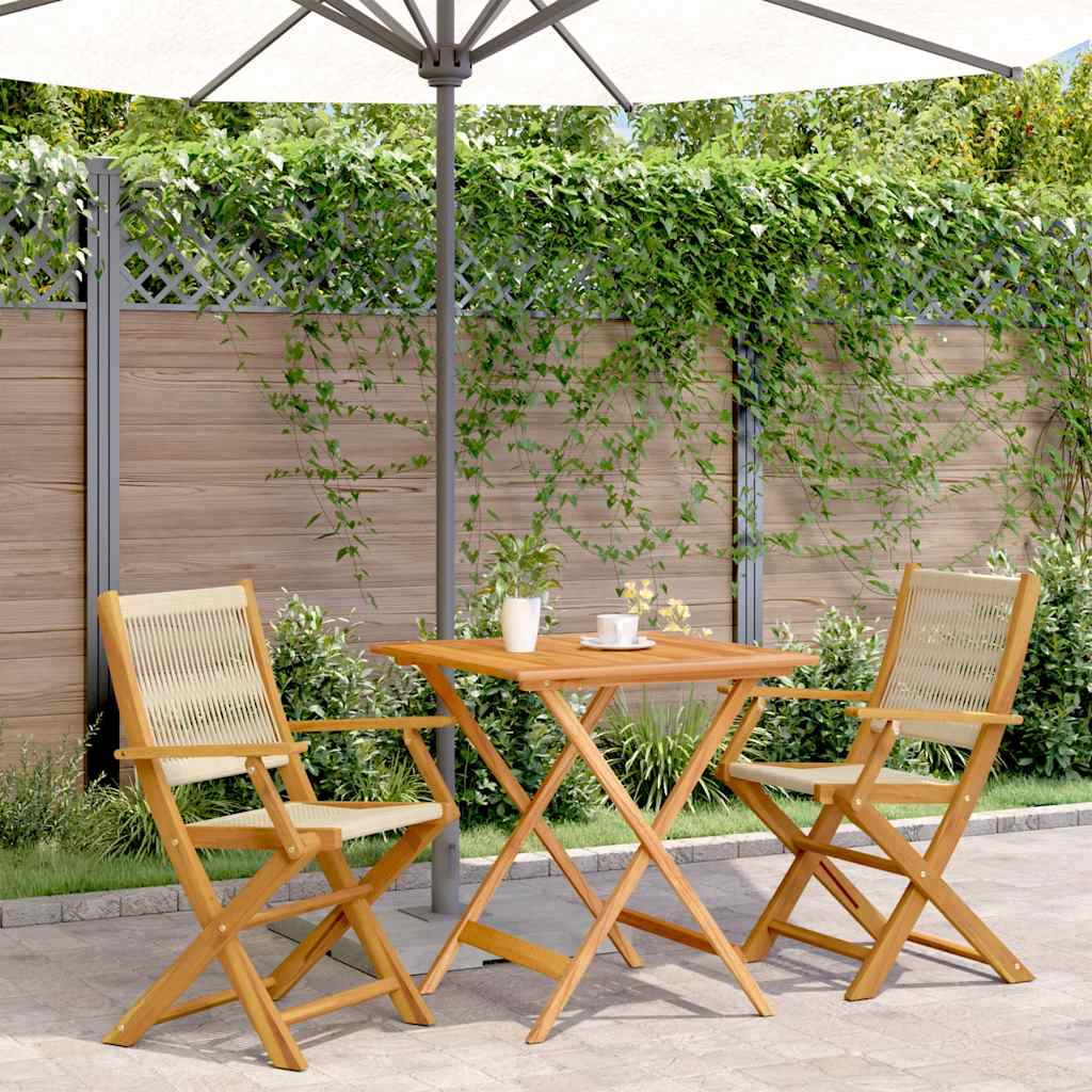 3-delige Bistroset polypropeen en massief hout beige is nu te koop bij PeponiXL, paradijselijk wonen!