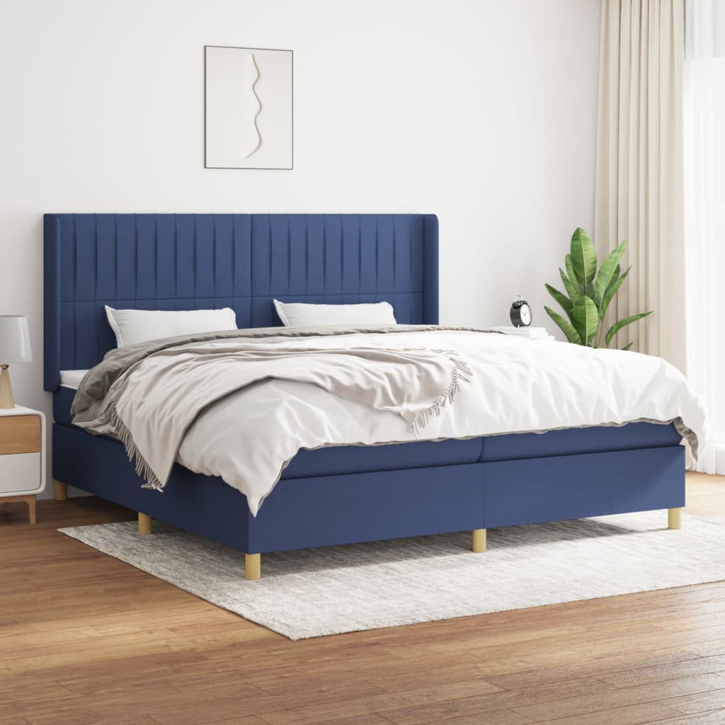 Boxspring met matras stof blauw 200x200 cm is nu te koop bij PeponiXL, paradijselijk wonen!