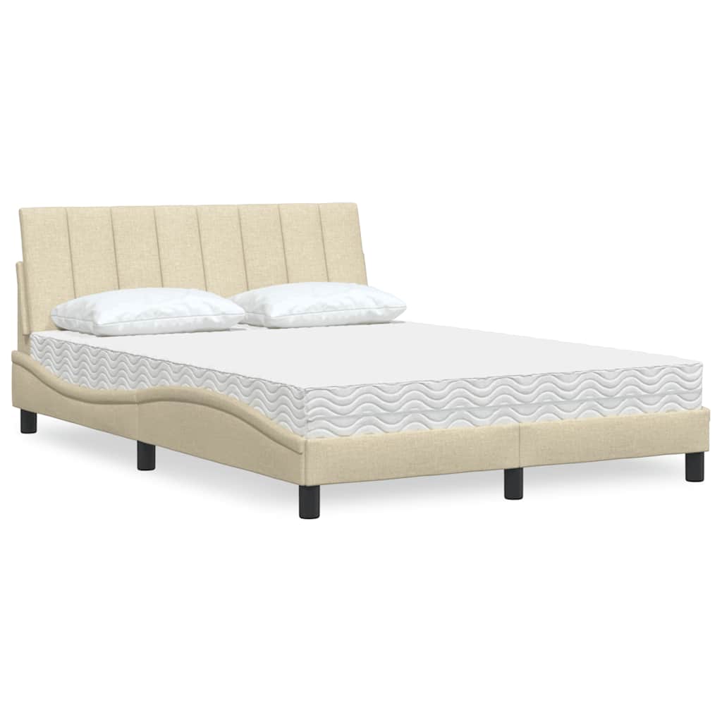 Bed met matras "Hanko" stof crèmekleurig 140x190 cm is nu te koop bij PeponiXL, paradijselijk wonen!