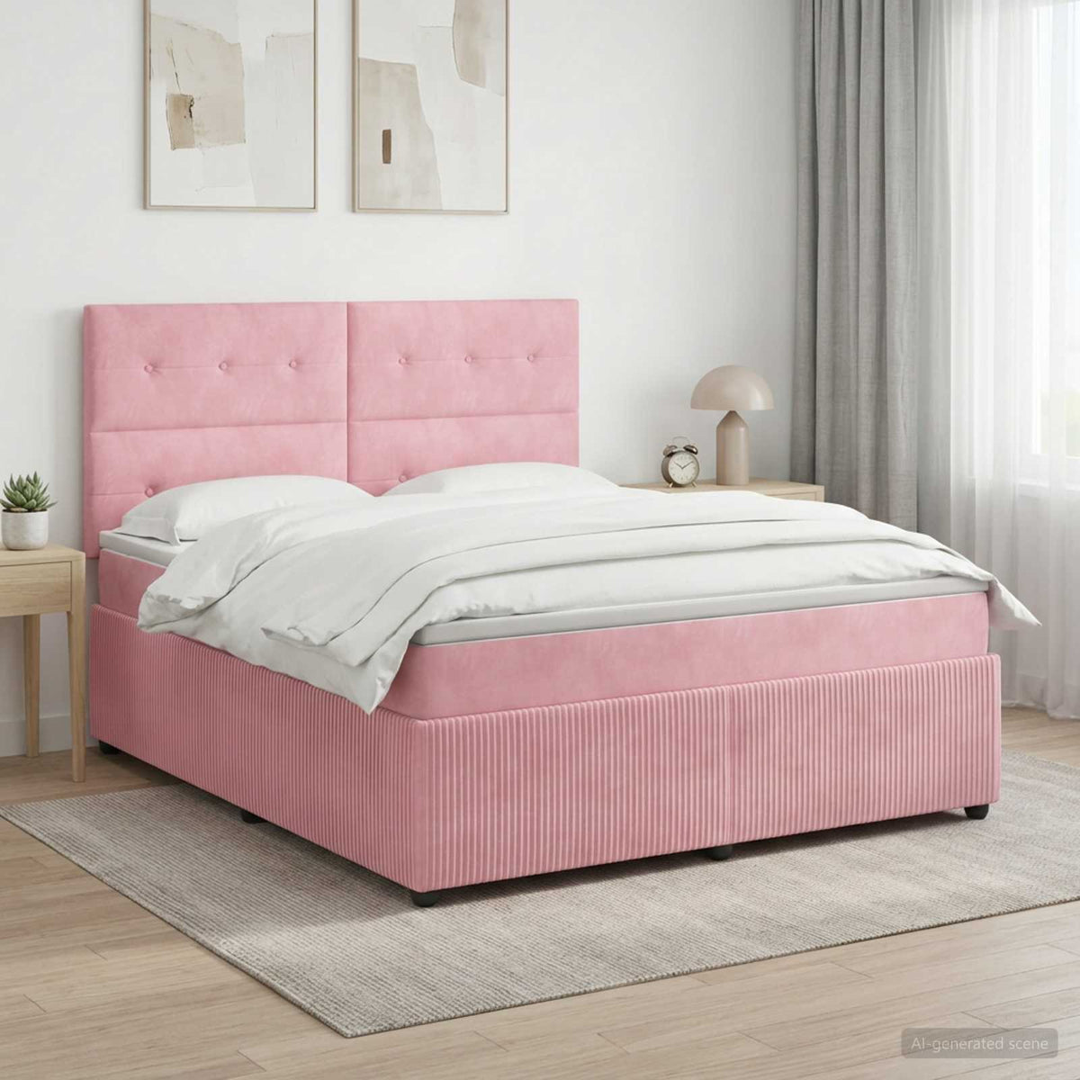 Boxspringbed met matras Roze 140 x 200 cm Fluweel is nu te koop bij PeponiXL, paradijselijk wonen!