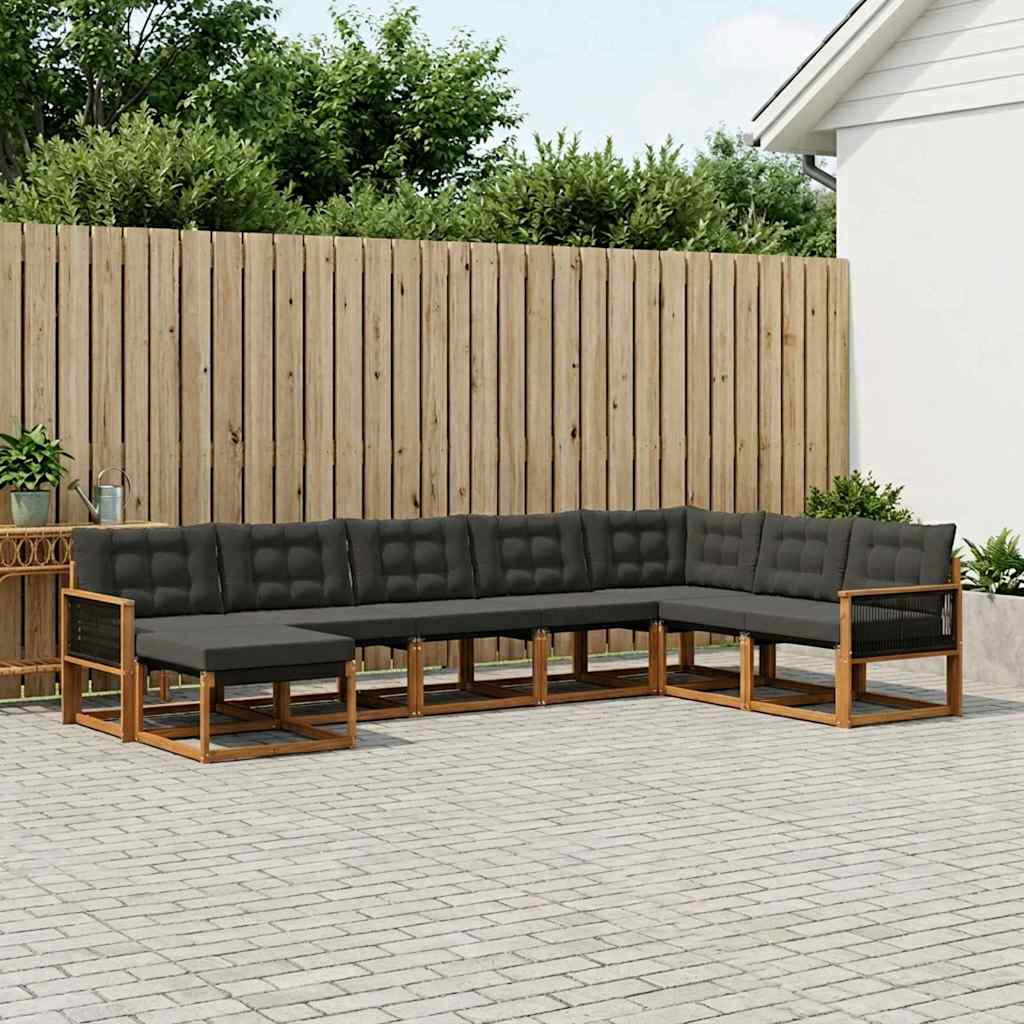 Buiten bankenset met kussen 8 pcs Naturel en Zwart is nu te koop bij PeponiXL, paradijselijk wonen!