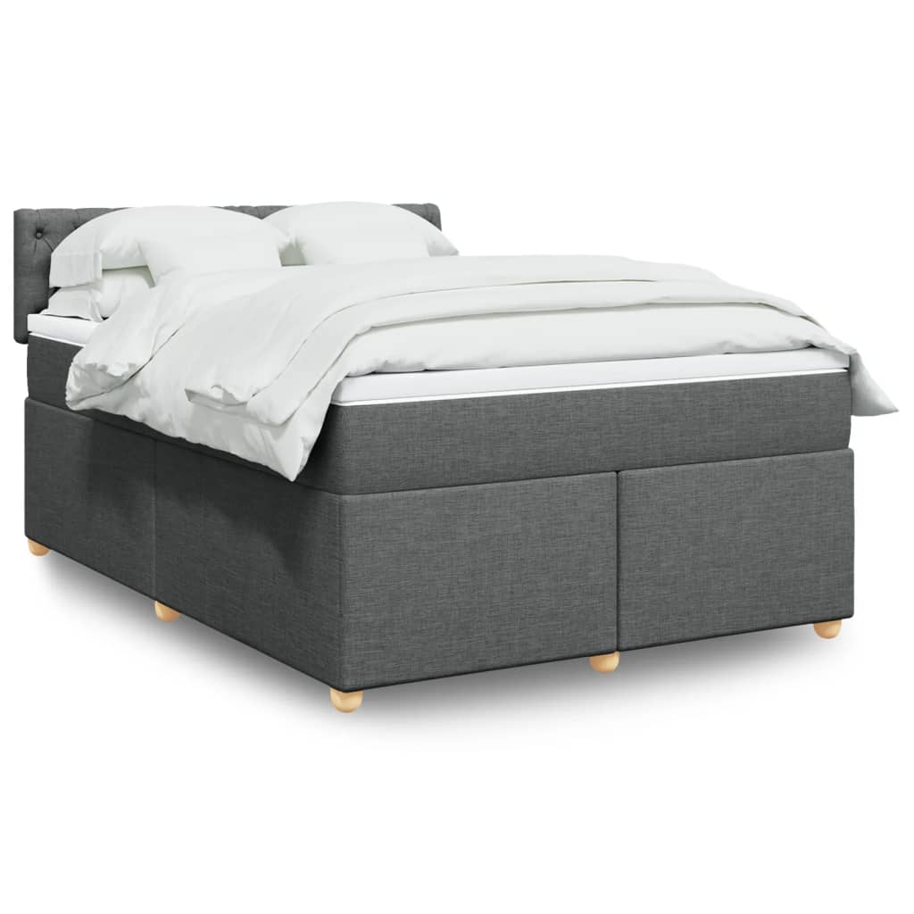 Boxspring met matras stof donkergrijs 140x200 cm is nu te koop bij PeponiXL, paradijselijk wonen!