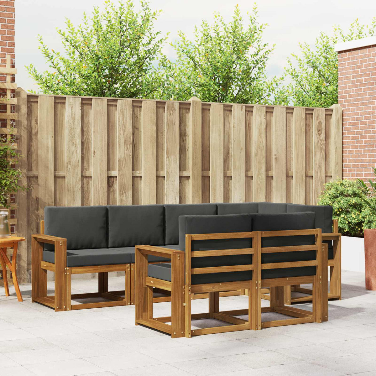 Buiten bankenset met kussen 7 pcs Natuurlijk en Antraciet is nu te koop bij PeponiXL, paradijselijk wonen!