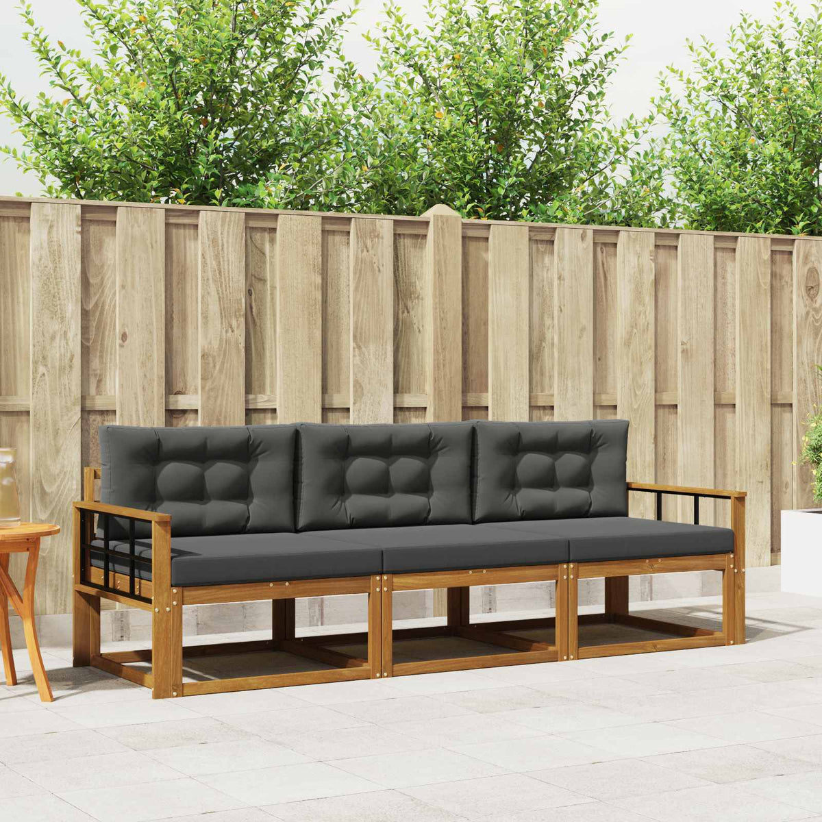 Buiten bankenset met kussen 3 pcs Natuurlijk en Antraciet is nu te koop bij PeponiXL, paradijselijk wonen!