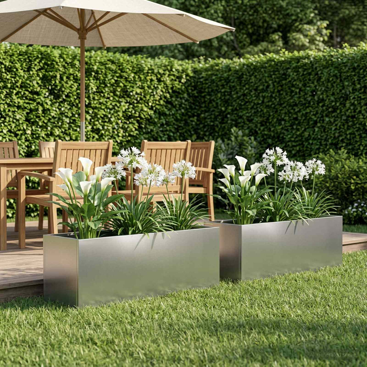 Plantenbak 2 st zilver 80 x 30 x 30 cm Roestvrij staal is nu te koop bij PeponiXL, paradijselijk wonen!