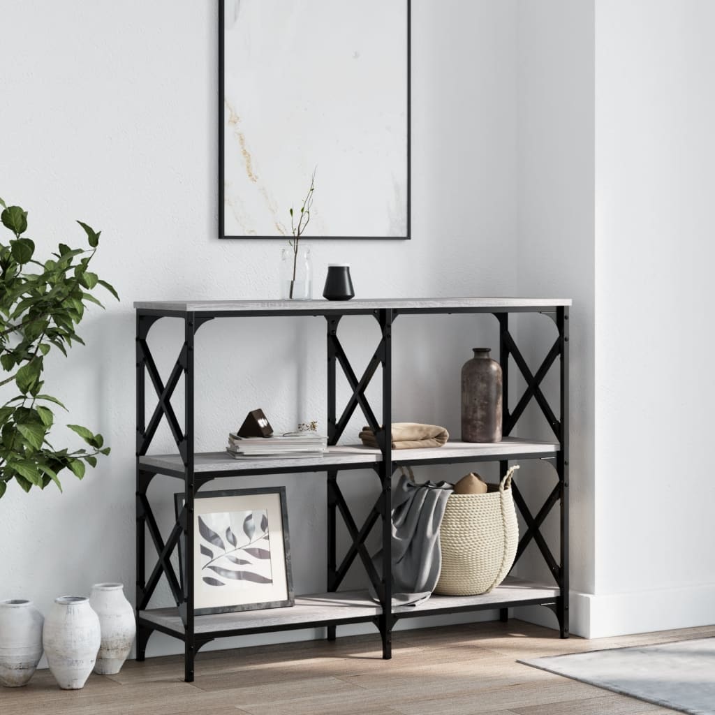 Wandtafel 100x28x80,5 cm bewerkt hout grijs sonoma eikenkleurig is nu te koop bij PeponiXL, paradijselijk wonen!