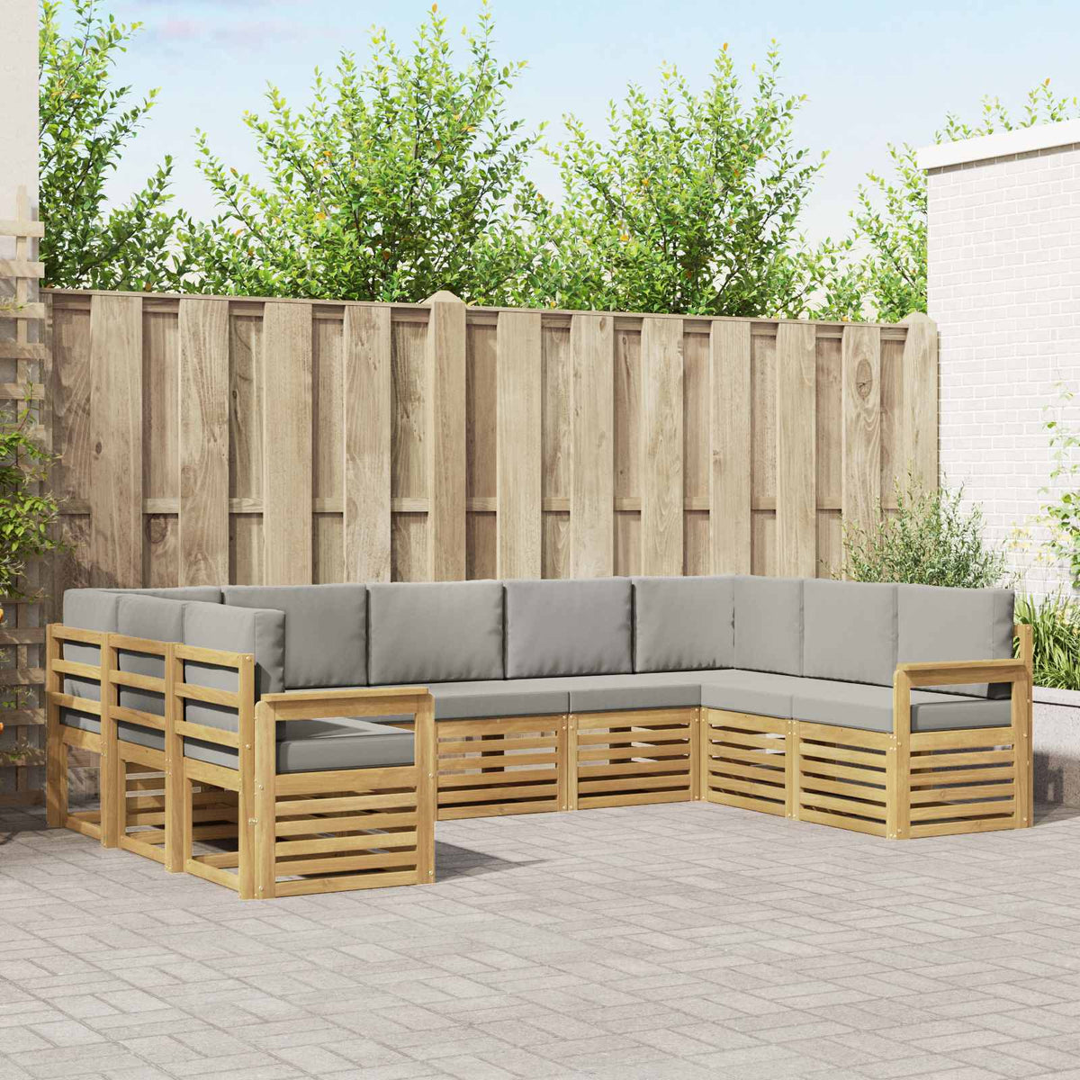 Buiten bankenset 7 pcs Wit en Lichtgrijs 304 x 128,5 x 73 cm is nu te koop bij PeponiXL, paradijselijk wonen!