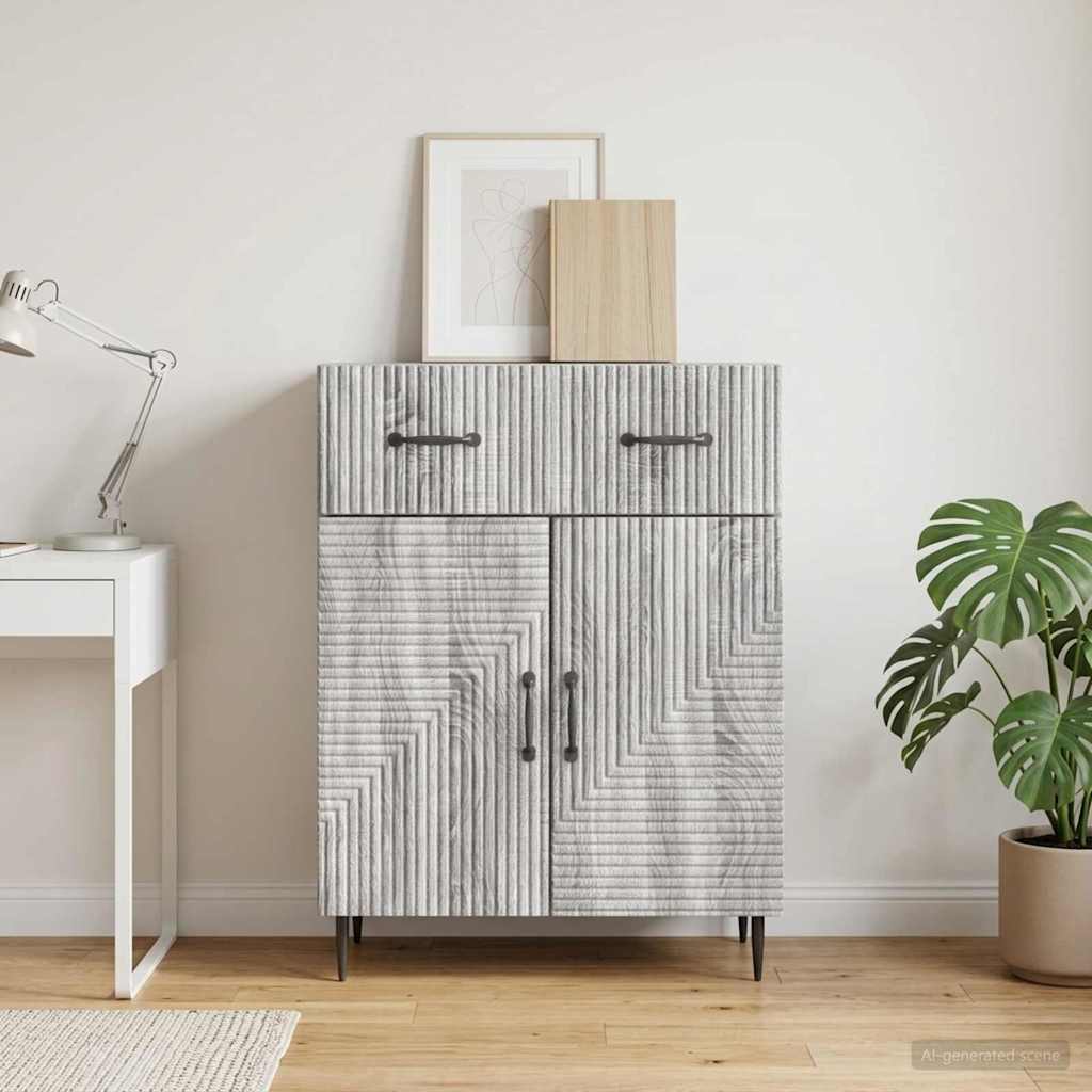 Dressoir met lade Grijs sonoma 66 x 34,5 x 89,5 cm Bewerkt hout is nu te koop bij PeponiXL, paradijselijk wonen!