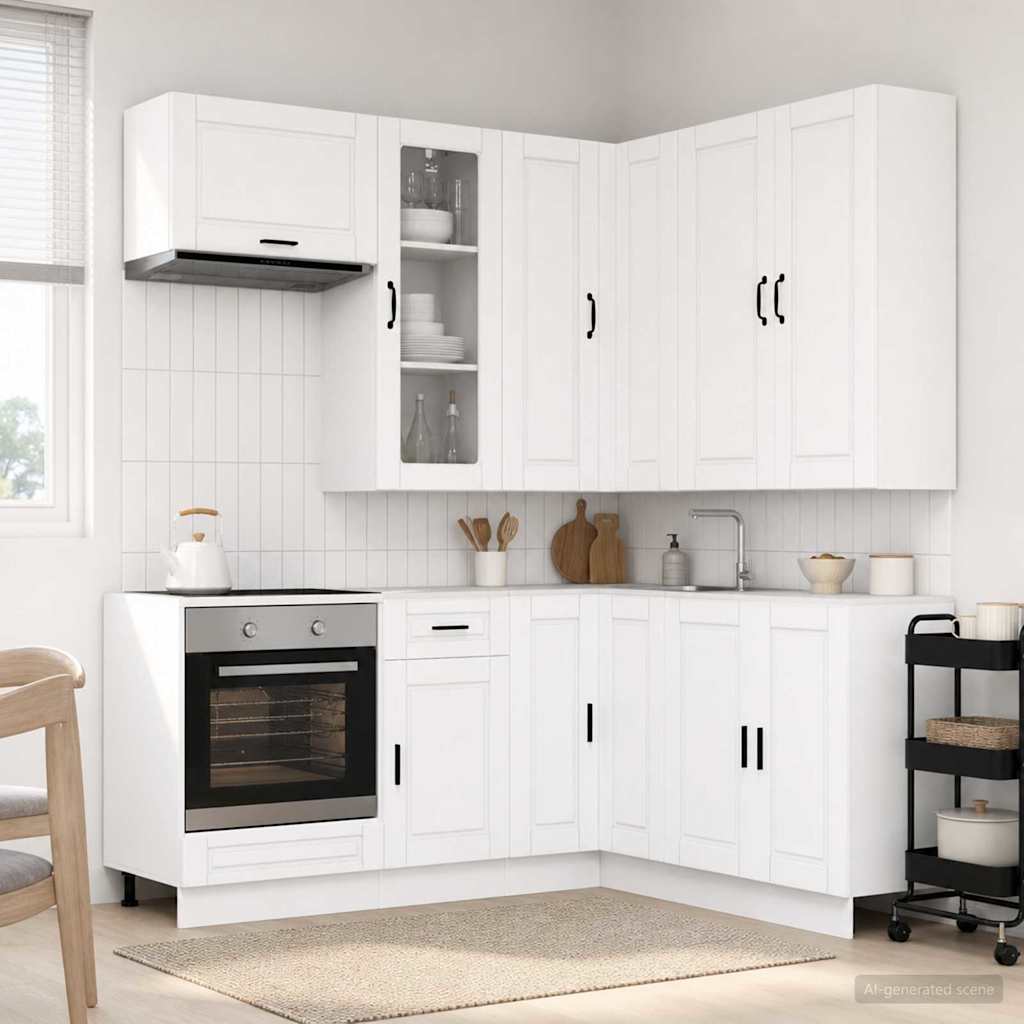 Keukenblok PORTO 8 pcs Wit Bewerkt hout is nu te koop bij PeponiXL, paradijselijk wonen!