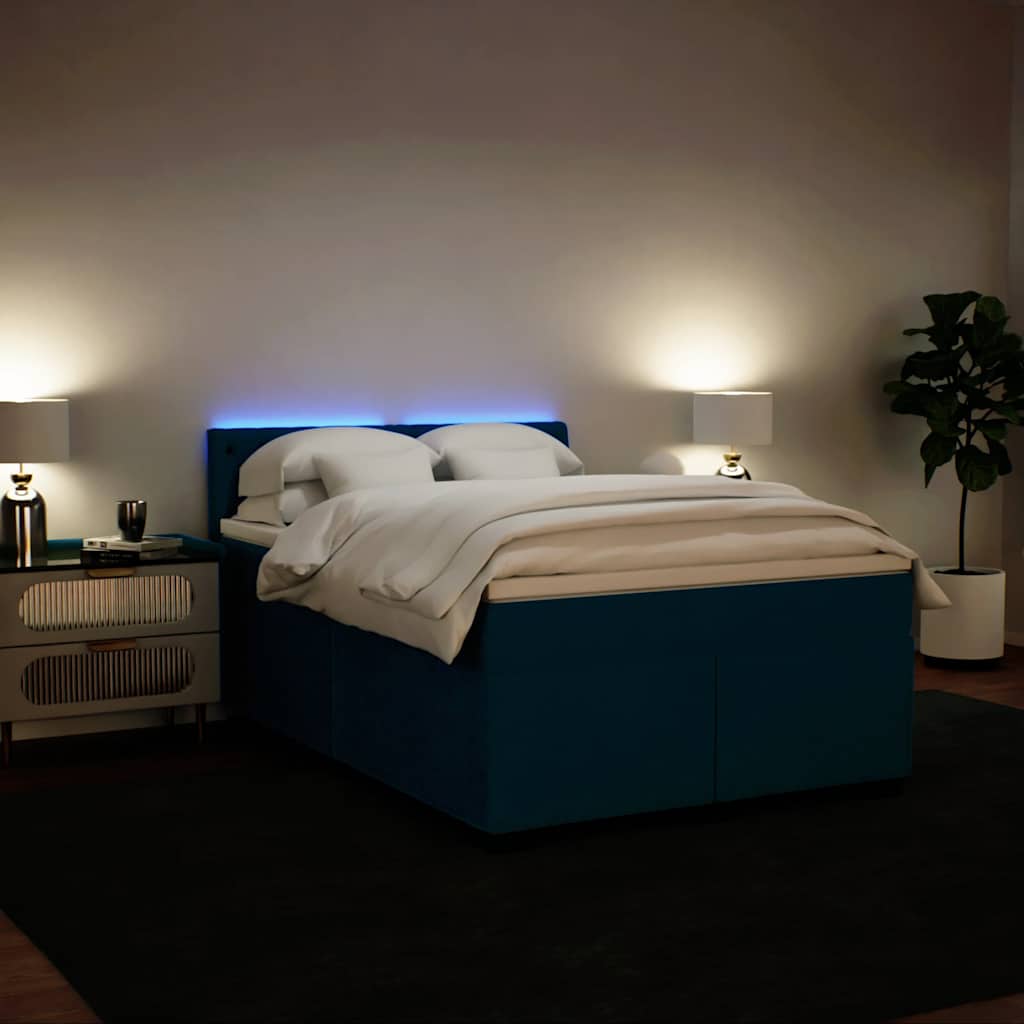 Boxspring met matras fluweel blauw 140x190 cm is nu te koop bij PeponiXL, paradijselijk wonen!
