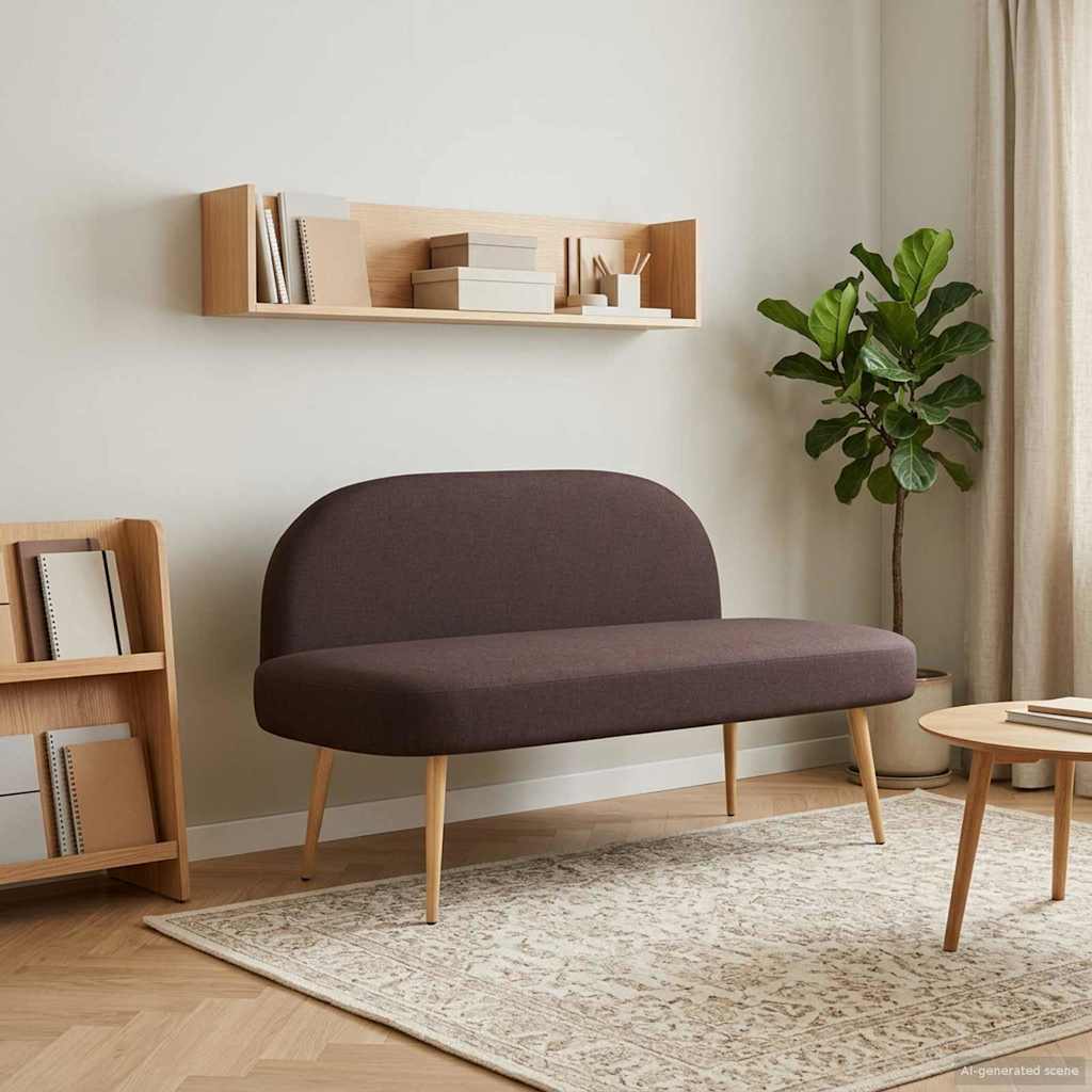 Beklede bank met rugleuning Donkerbruin 110 x 60 x 76 cm is nu te koop bij PeponiXL, paradijselijk wonen!