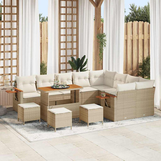 Tuinbankenset 14 st 10-Aantal zitplaatsen Beige en Crème is nu te koop bij PeponiXL, paradijselijk wonen!