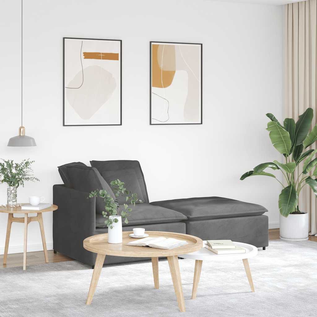 Modulaire bank met voetenbank&kussens corduroy stof donkergrijs is nu te koop bij PeponiXL, paradijselijk wonen!
