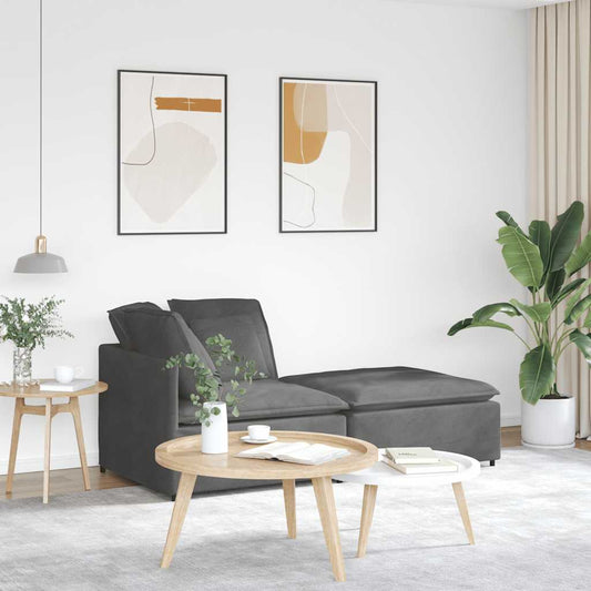 Modulaire bank met voetenbank&kussens corduroy stof donkergrijs is nu te koop bij PeponiXL, paradijselijk wonen!
