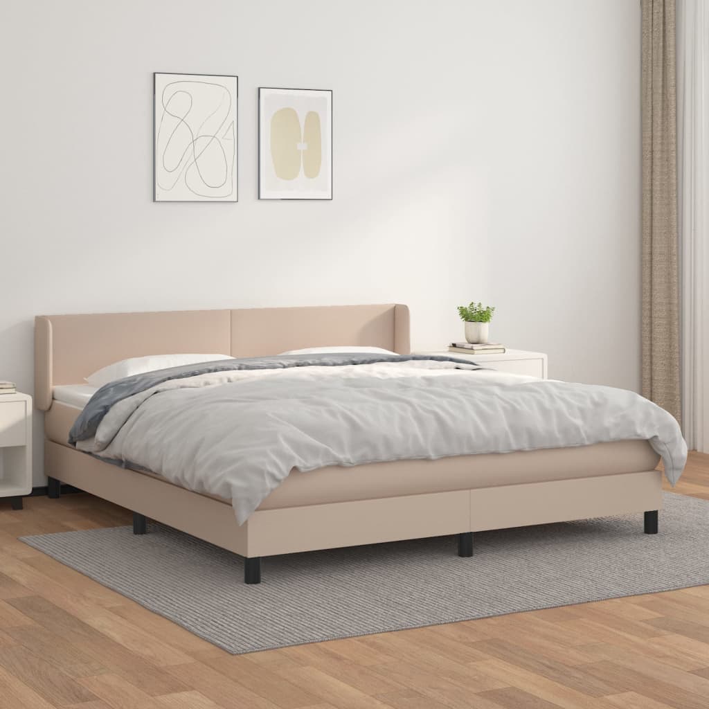 Boxspring met matras kunstleer cappuccinokleurig 180x200 cm is nu te koop bij PeponiXL, paradijselijk wonen!