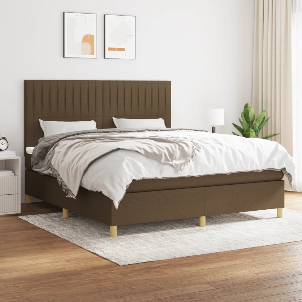 Boxspring met matras stof donkerbruin 180x200 cm is nu te koop bij PeponiXL, paradijselijk wonen!
