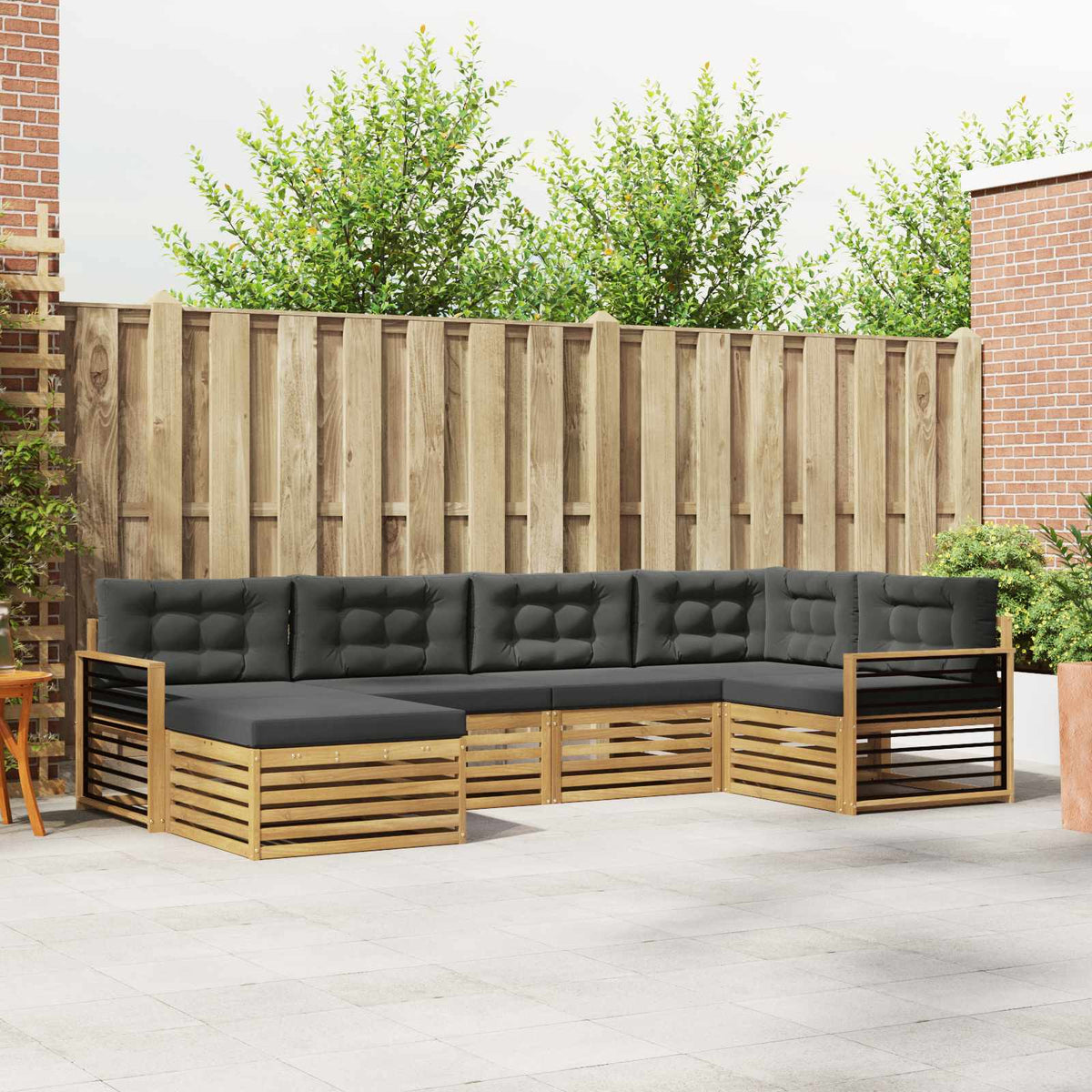 Buiten bankenset 6 pcs Wit en antracietkleurig Polyester is nu te koop bij PeponiXL, paradijselijk wonen!