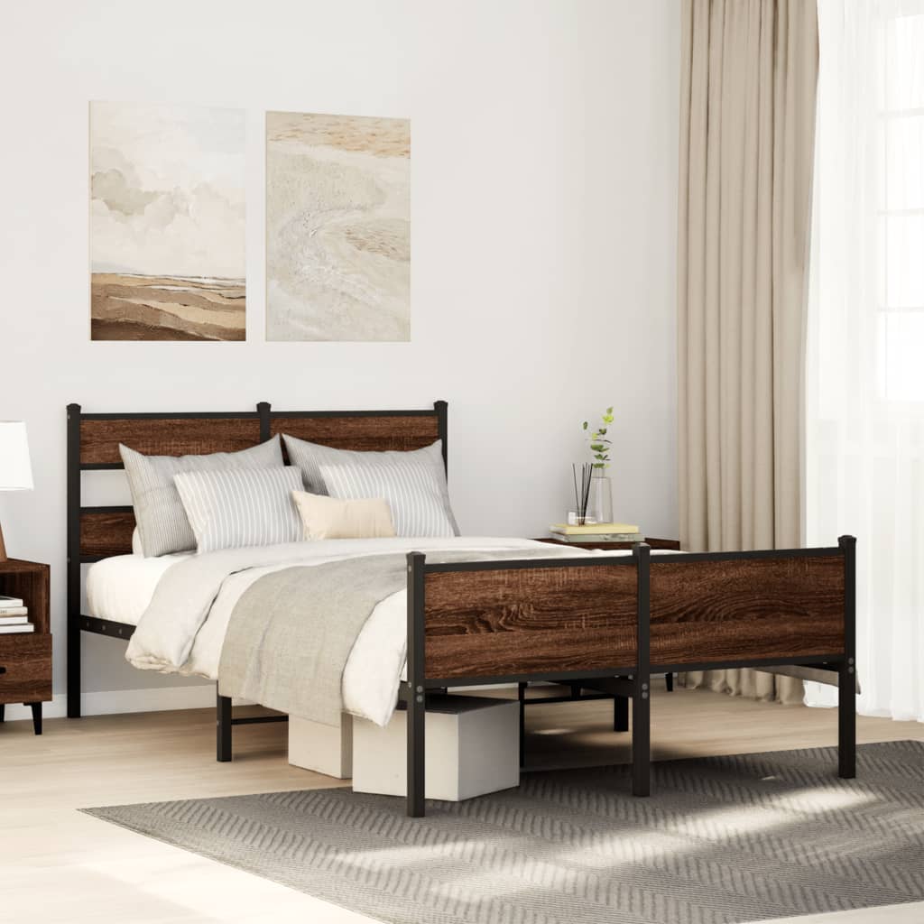 Bedframe zonder matras bewerkt hout bruin eikenkleur 120x190 cm is nu te koop bij PeponiXL, paradijselijk wonen!