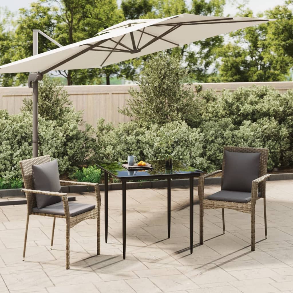 3-delige Tuinset met kussens poly rattan zwart en grijs is nu te koop bij PeponiXL, paradijselijk wonen!