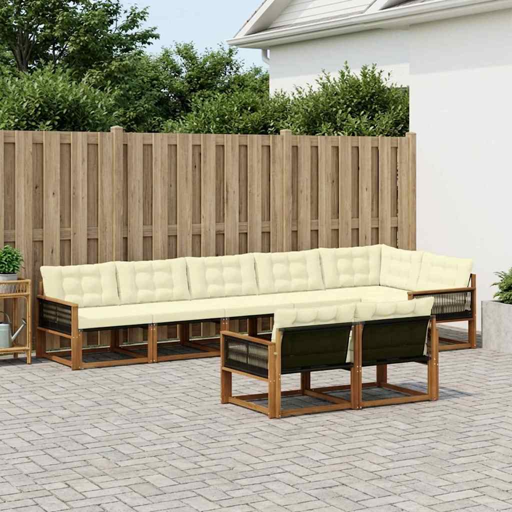 Buiten bankenset met kussen 8 pcs Natuurlijk en Crème is nu te koop bij PeponiXL, paradijselijk wonen!