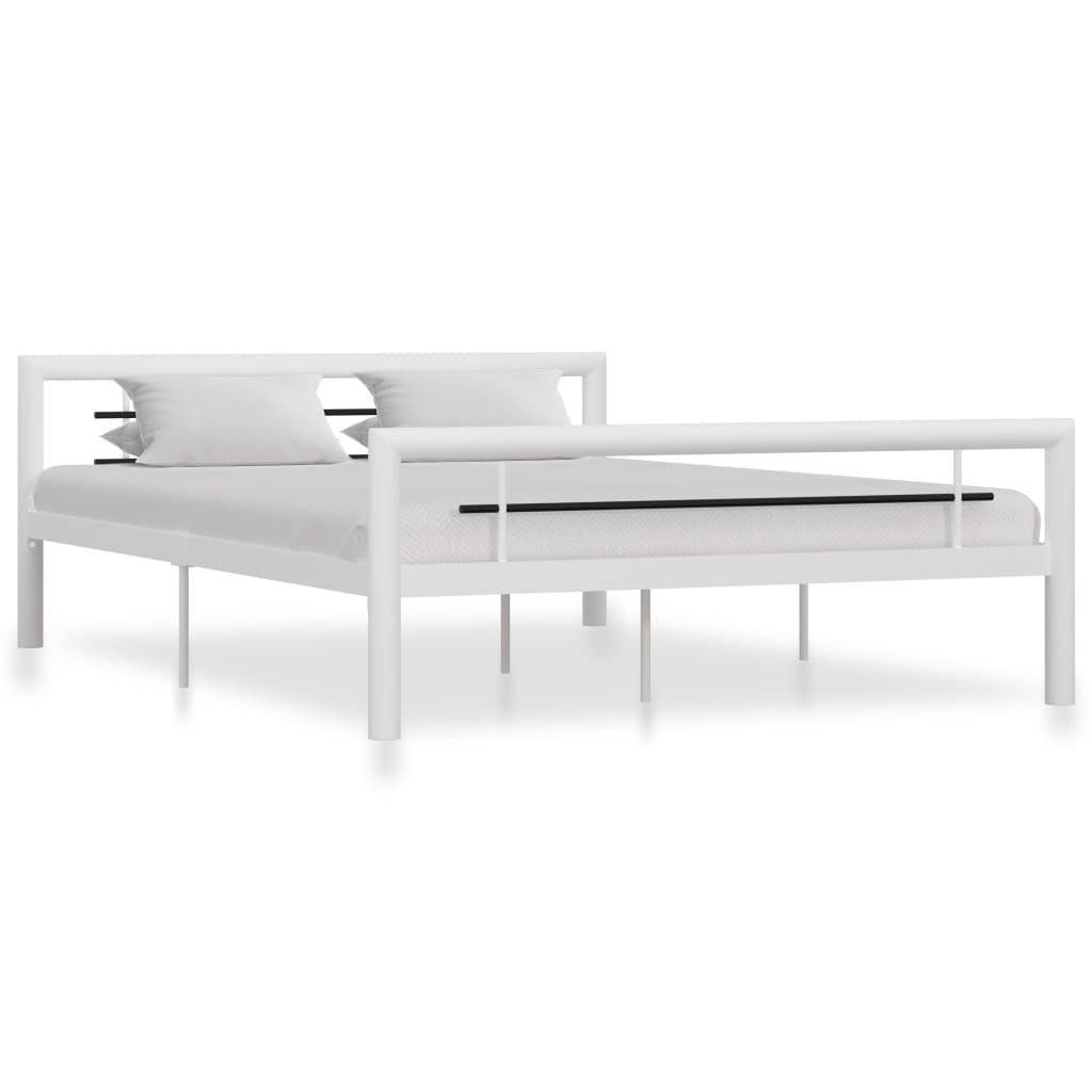 Bedframe metaal wit en zwart 140x200 cm is nu te koop bij PeponiXL, paradijselijk wonen!