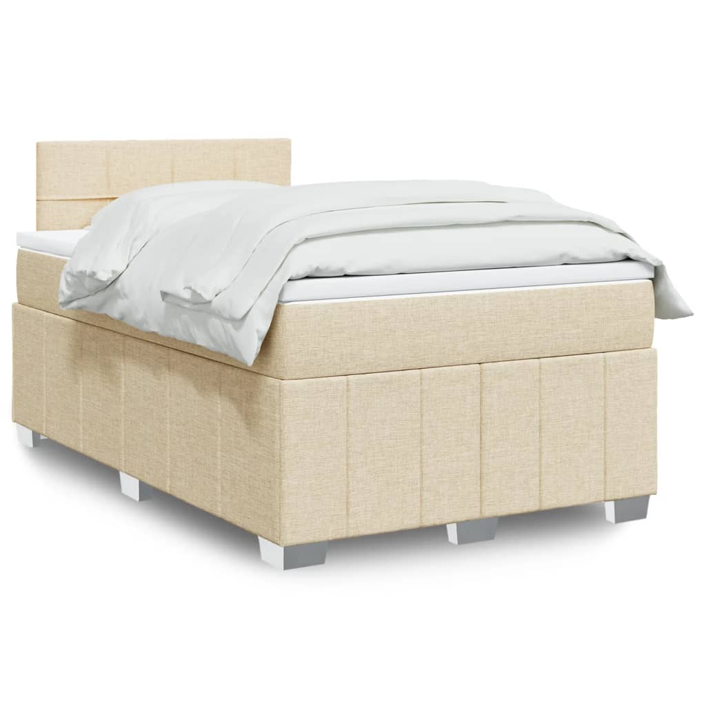 Boxspring met matras stof crèmekleurig 120x200 cm is nu te koop bij PeponiXL, paradijselijk wonen!