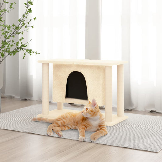 Kattenmeubel met sisal krabpalen 50 cm crèmekleurig is nu te koop bij PeponiXL, paradijselijk wonen!