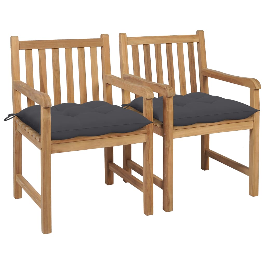 Tuinstoelen 2 st met antracietkleurige kussens massief teakhout is nu te koop bij PeponiXL, paradijselijk wonen!