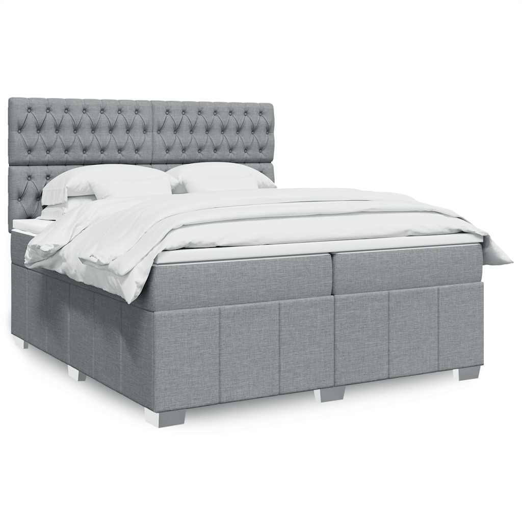 Boxspring met matras stof lichtgrijs 200x200 cm is nu te koop bij PeponiXL, paradijselijk wonen!