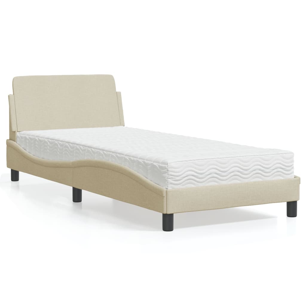 Bed met matras "Dover" stof crèmekleurig 80x200 cm is nu te koop bij PeponiXL, paradijselijk wonen!