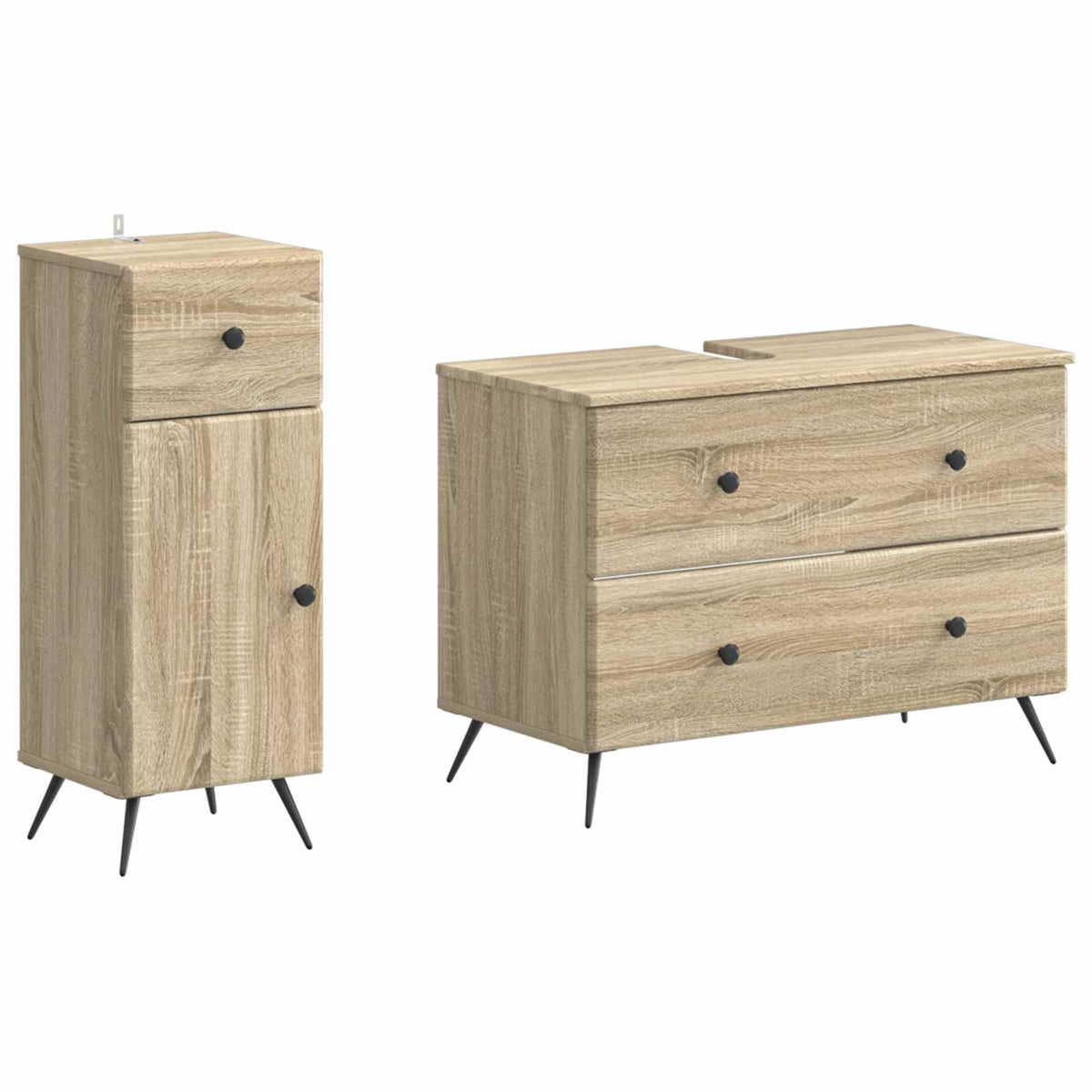 2-delige Badkamerkast Set BREDA Sonoma Eiken Bewerkt hout is nu te koop bij PeponiXL, paradijselijk wonen!