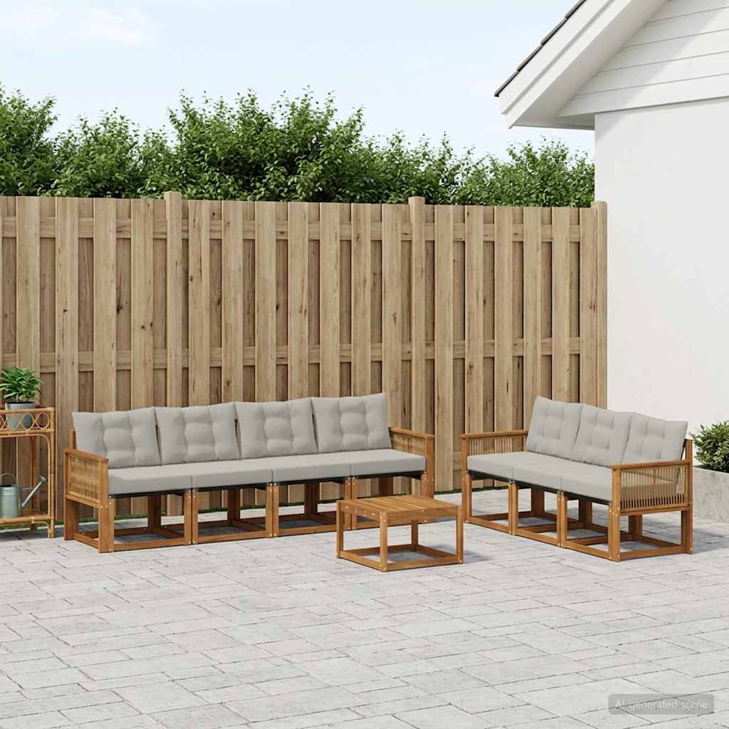 Buiten bankenset met kussen 8 pcs Naturel en lichtgrijs is nu te koop bij PeponiXL, paradijselijk wonen!