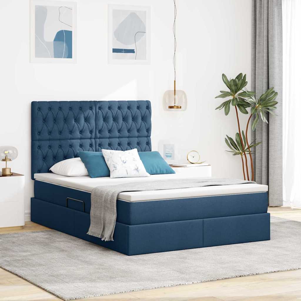Opslag bed met matras met matras Blauw 140 x 200 cm Polyester is nu te koop bij PeponiXL, paradijselijk wonen!