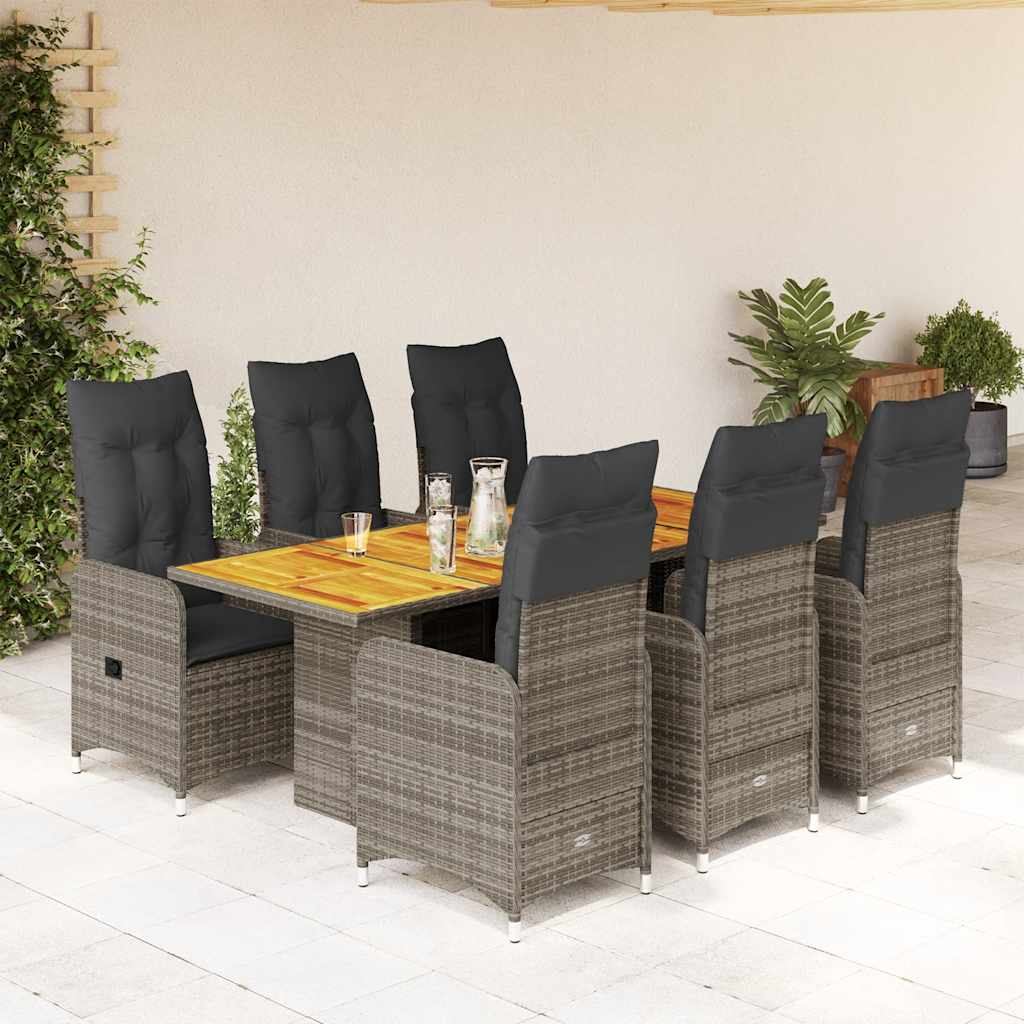 7-delige Bistroset met kussens poly rattan grijs is nu te koop bij PeponiXL, paradijselijk wonen!