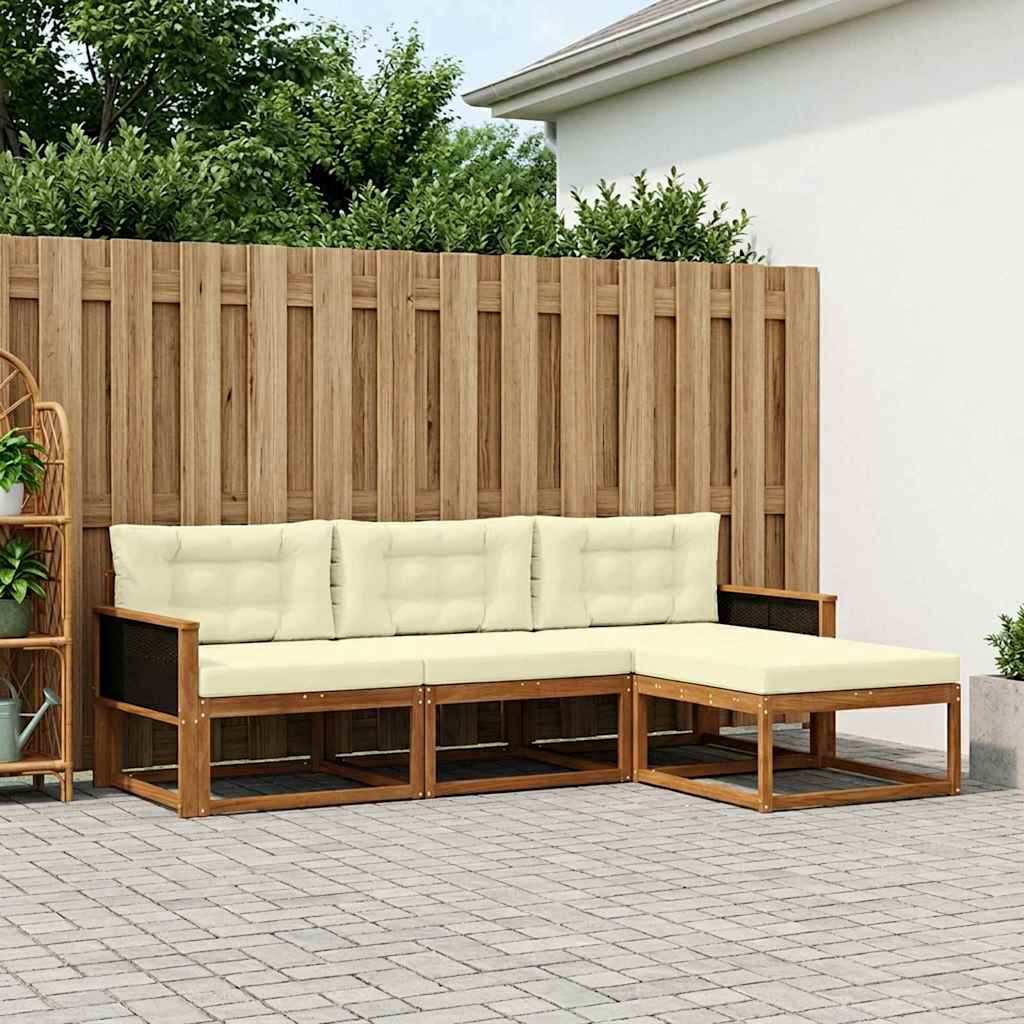 Buiten bankenset met kussen 4 pcs Natuurlijk en Crème is nu te koop bij PeponiXL, paradijselijk wonen!