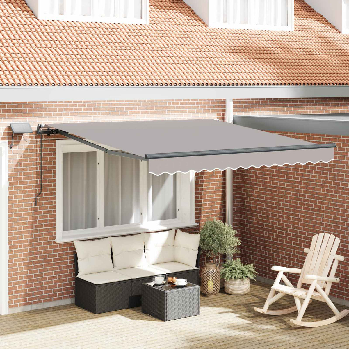 Inklapbaar Zonnescherm Lichtgrijs 300 x 250 cm Stof is nu te koop bij PeponiXL, paradijselijk wonen!