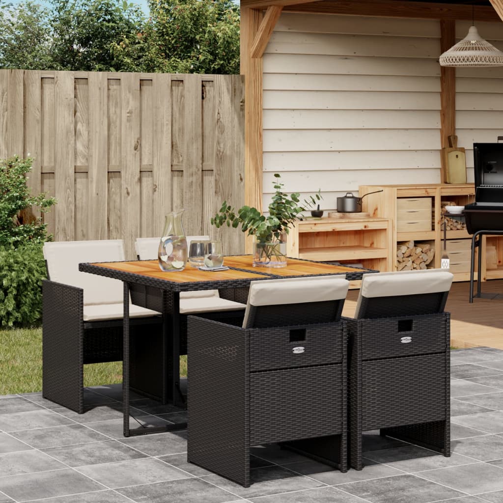 5-delige Tuinset met kussens poly rattan zwart is nu te koop bij PeponiXL, paradijselijk wonen!