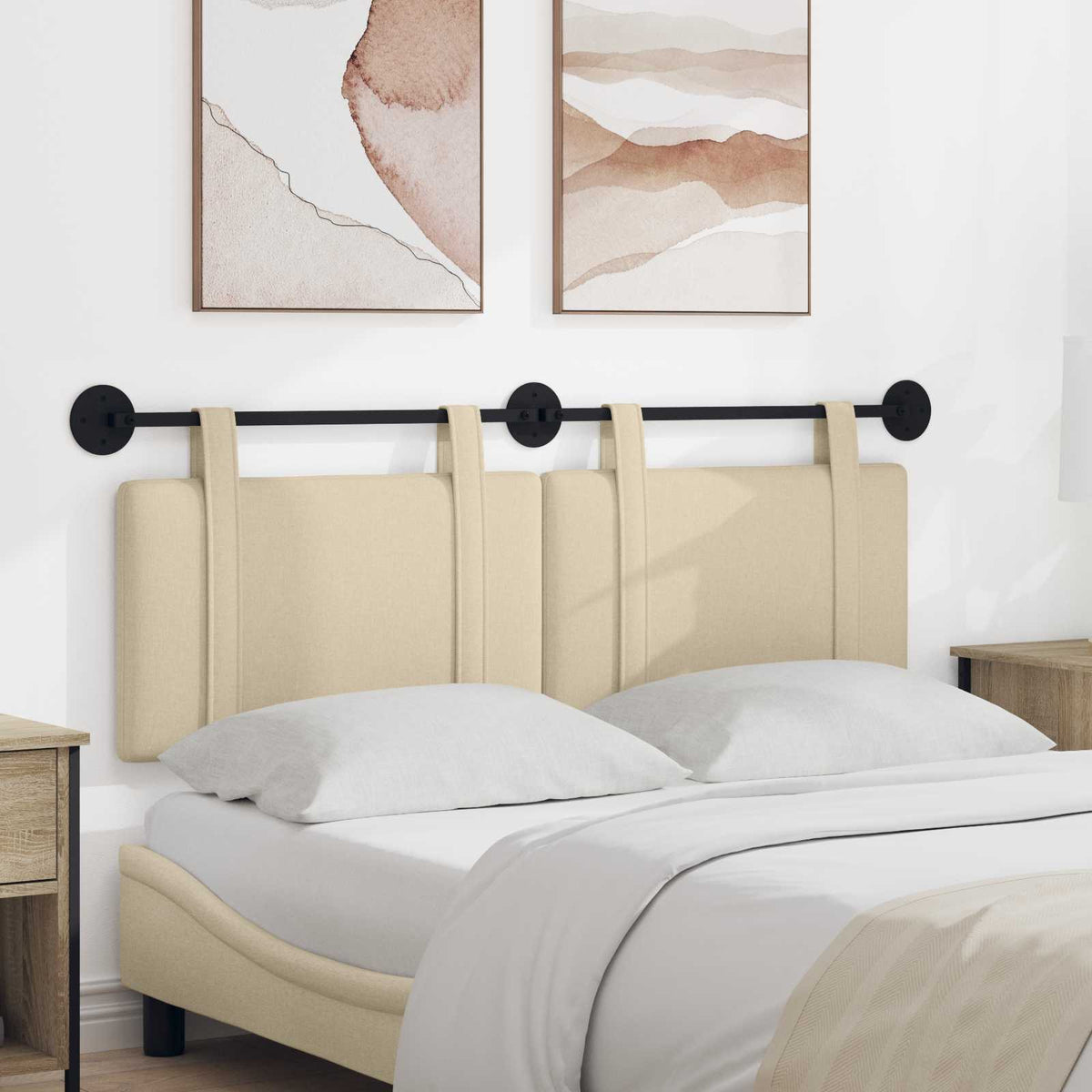 Hangend hoofdbord Crème Stof is nu te koop bij PeponiXL, paradijselijk wonen!