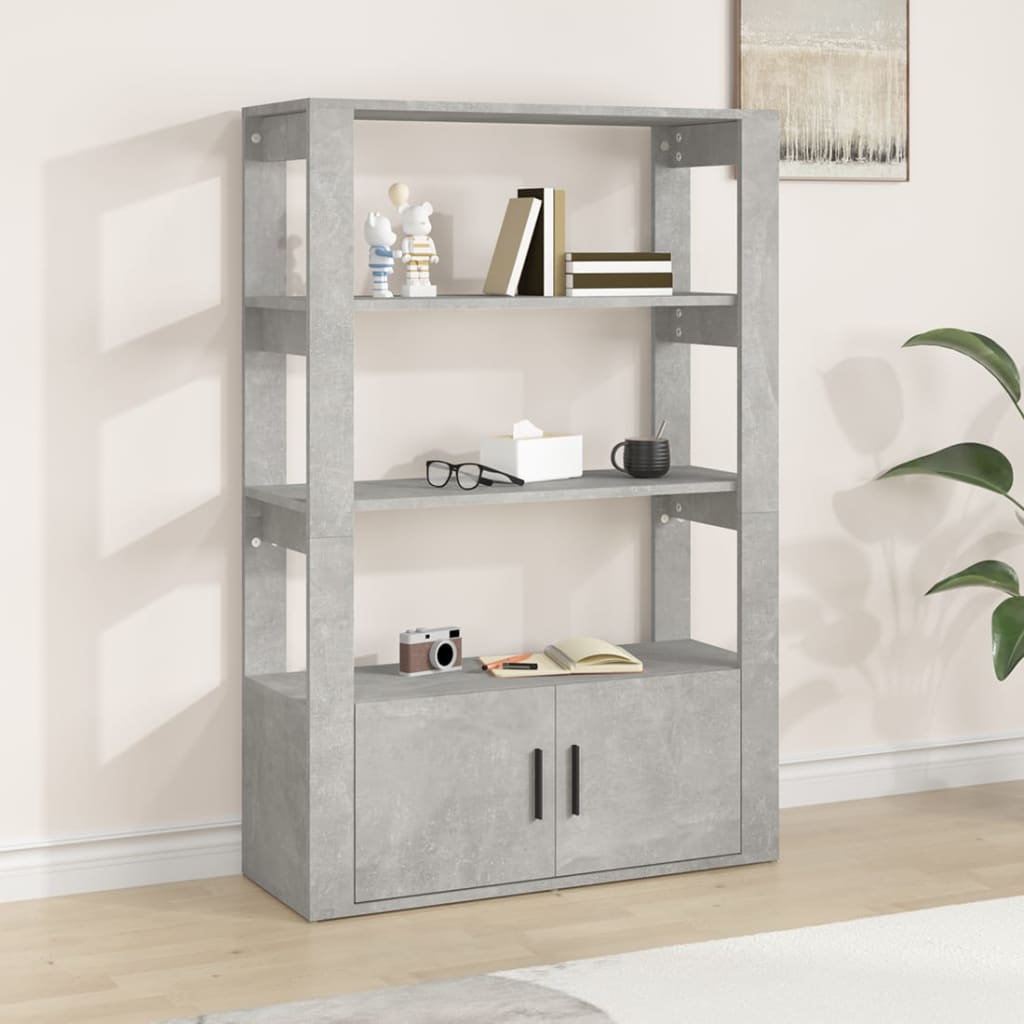 Dressoir 80x30x119,5 cm bewerkt hout betongrijs is nu te koop bij PeponiXL, paradijselijk wonen!