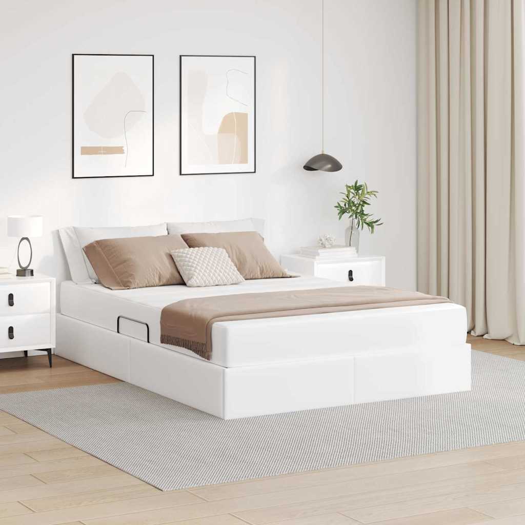 Opslag bed met matras met matras met opslag 2 pcs Wit Leer is nu te koop bij PeponiXL, paradijselijk wonen!
