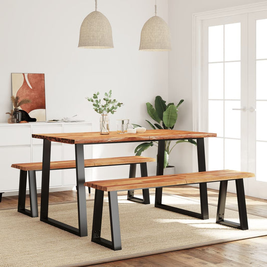 3-delige Eethoek met natuurlijke rand massief acaciahout is nu te koop bij PeponiXL, paradijselijk wonen!