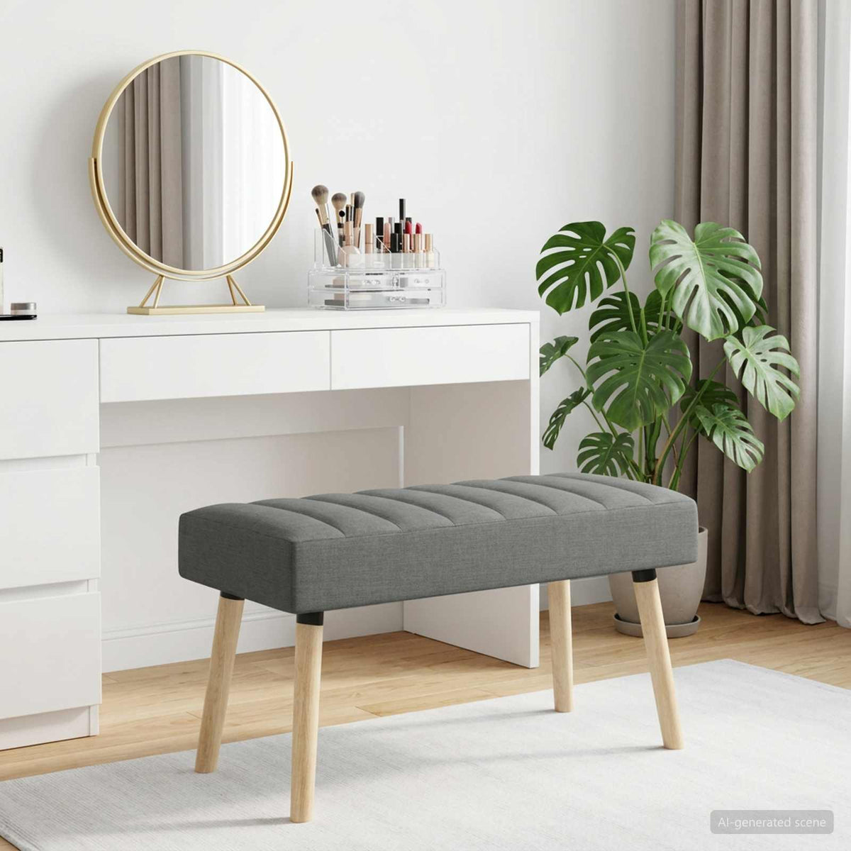 Kanaal-geplooide bank Donkergrijs 80 x 40 x 46 cm Stof is nu te koop bij PeponiXL, paradijselijk wonen!